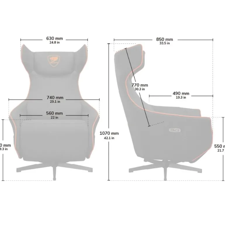 Sillón Gaming Cougar Magus Gris/Naranja