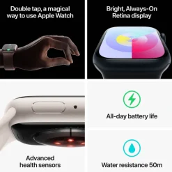 Smartwatch Apple Watch Series 9 41mm Caja Acero Grafito Correa Deportiva Medianoche M/L