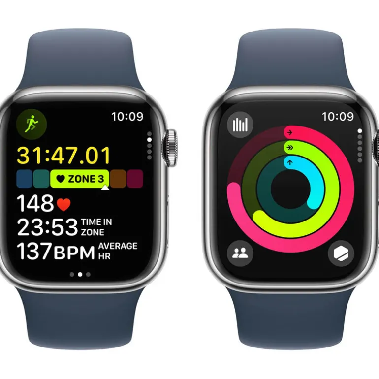 Smartwatch Apple Watch Series 9 41mm Caja Acero Plata Correa Deportiva Azul M/L