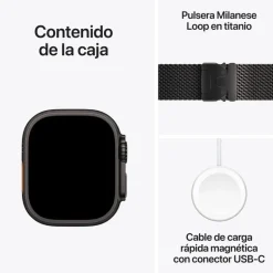 Smartwatch Apple Watch Ultra 2 2024 49mm GPS+Cell Caja Titanio Negro Pulsera Milanese Loop