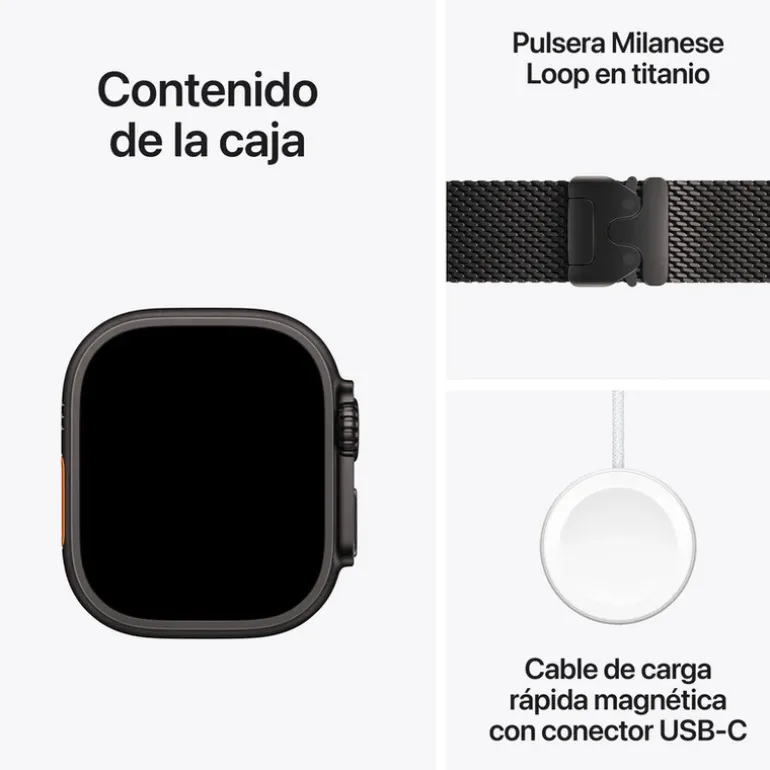 Smartwatch Apple Watch Ultra 2 2024 49mm GPS+Cell Caja Titanio Negro Pulsera Milanese Loop