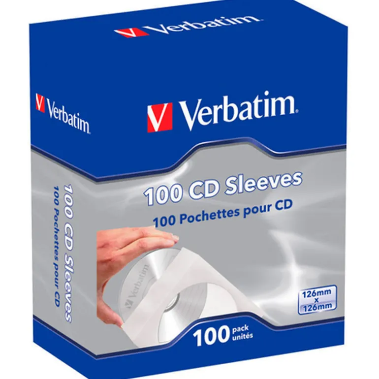 Sobres De Papel Verbatim Con Ventana Transparente Para CD/DVD 100u