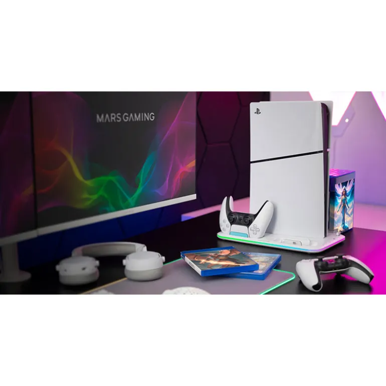 Soporte Mars Gaming MPS5-B2 Multifunción RGB Para PS5 Blanco