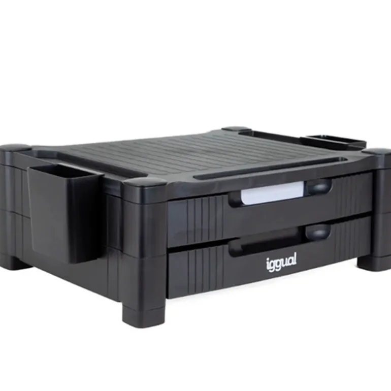 Soporte Monitor iggual EM2C Elevador 2 Cajones Negro