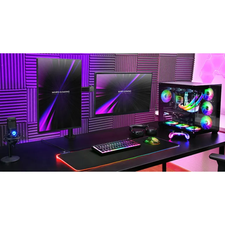 Soporte Monitor Mars Gaming MARM2 DUAL Profesional 13" A 27" Hasta 8kg