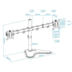 Soporte Tooq DB1702TN-B Mesa Dual 17/32
