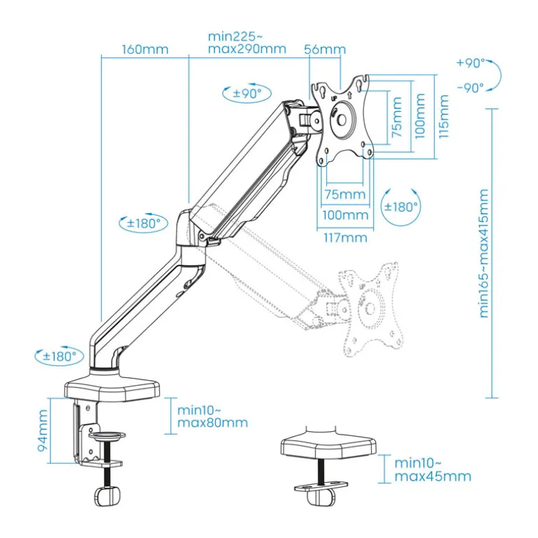 Soporte TooQ DB5032TNR-B Sobremesa 17" 32"
