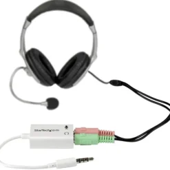 Startech Adaptador Auriculares Micrófono Mini-Jack 3.5mm 4 Pines Conectores Auriculares - Adaptador