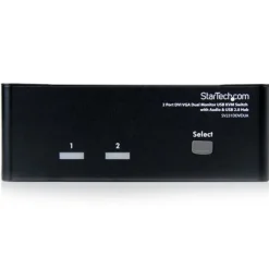 StarTech Conmutador KVM 2Puertos Doble Monitor DVI/VGA Audio 4 Puertos USB - Switch