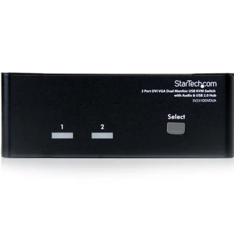 StarTech Conmutador KVM 2Puertos Doble Monitor DVI/VGA Audio 4 Puertos USB - Switch