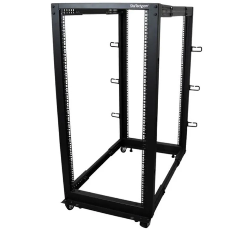 StarTech Rack de Marco Abierto con Profundidad Ajustable de 4 Columnas 25U - Rack de Marco