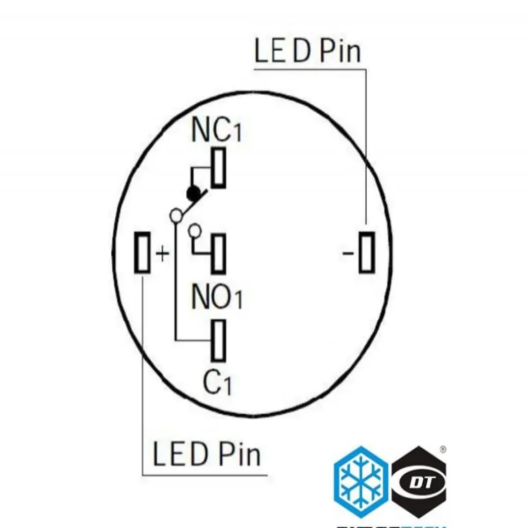 Switch DimasTech 19mm - LED Verde