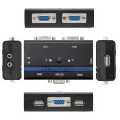 Switch KVM Nanocable 10.12.0001 VGA USB 1U-2PC+Cable Negro