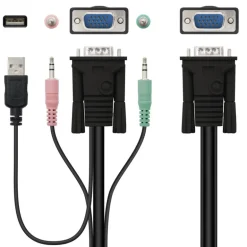 Switch KVM Nanocable 10.12.0001 VGA USB 1U-2PC+Cable Negro