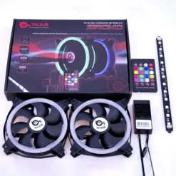 Talius Siroko Twin Pack Doble Aro RGB + Tira LED + Control Remote - Ventilador 12 cm