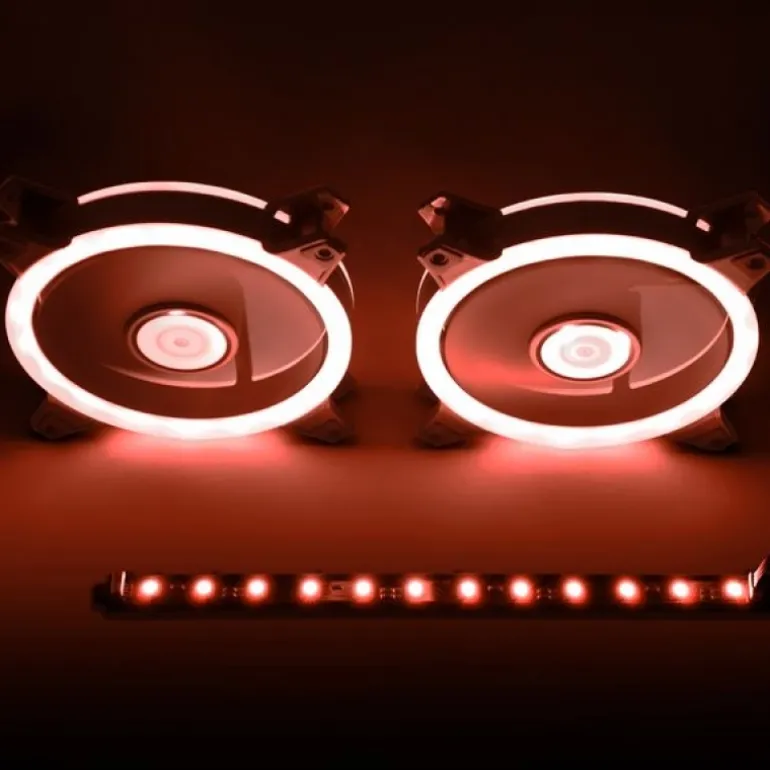 Talius Siroko Twin Pack Doble Aro RGB + Tira LED + Control Remote - Ventilador 12 cm