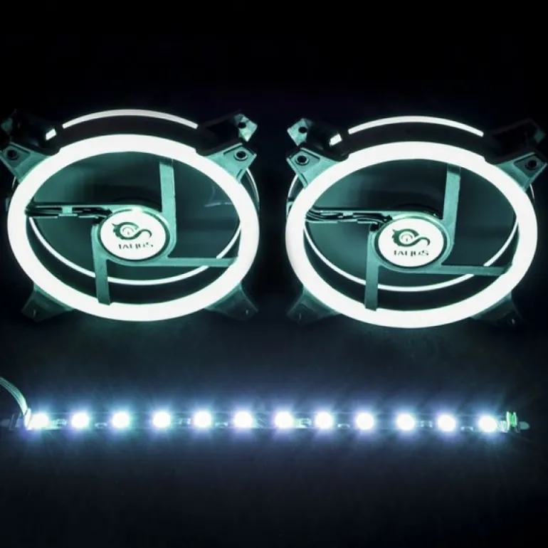 Talius Siroko Twin Pack Doble Aro RGB + Tira LED + Control Remote - Ventilador 12 cm
