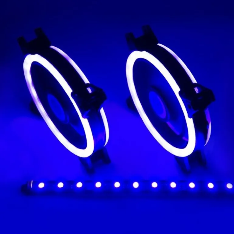 Talius Siroko Twin Pack Doble Aro RGB + Tira LED + Control Remote - Ventilador 12 cm