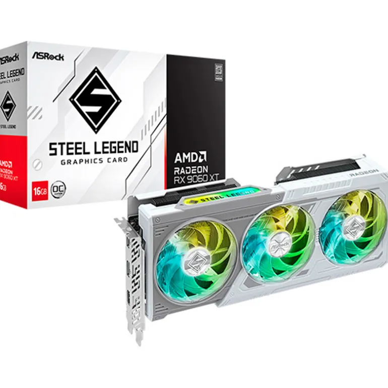 Tarjeta Gráfica ASRock AMD Radeon RX 9060 XT Steel Legend OC 16GB GDDR6