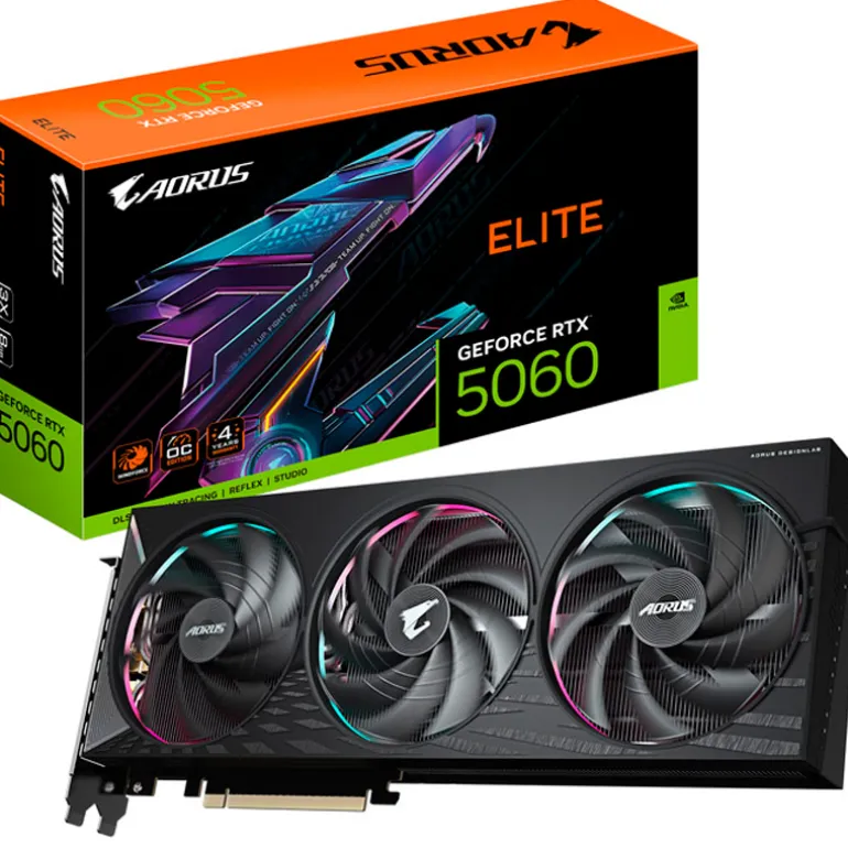 Tarjeta Gráfica Gigabyte AORUS GeForce RTX 5060 ELITE 8GB GDDR7 DLSS4