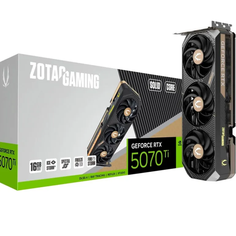 Tarjeta Gráfica Zotac Gaming GeForce RTX 5070 Ti SOLID CORE 16GB GDDR7 DLSS4