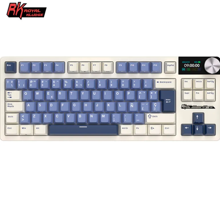 Teclado Gaming Royal Kludge RKS85 ISO-ES RGB Hot-Swappable Switch Beige Wireless Horizon Blue