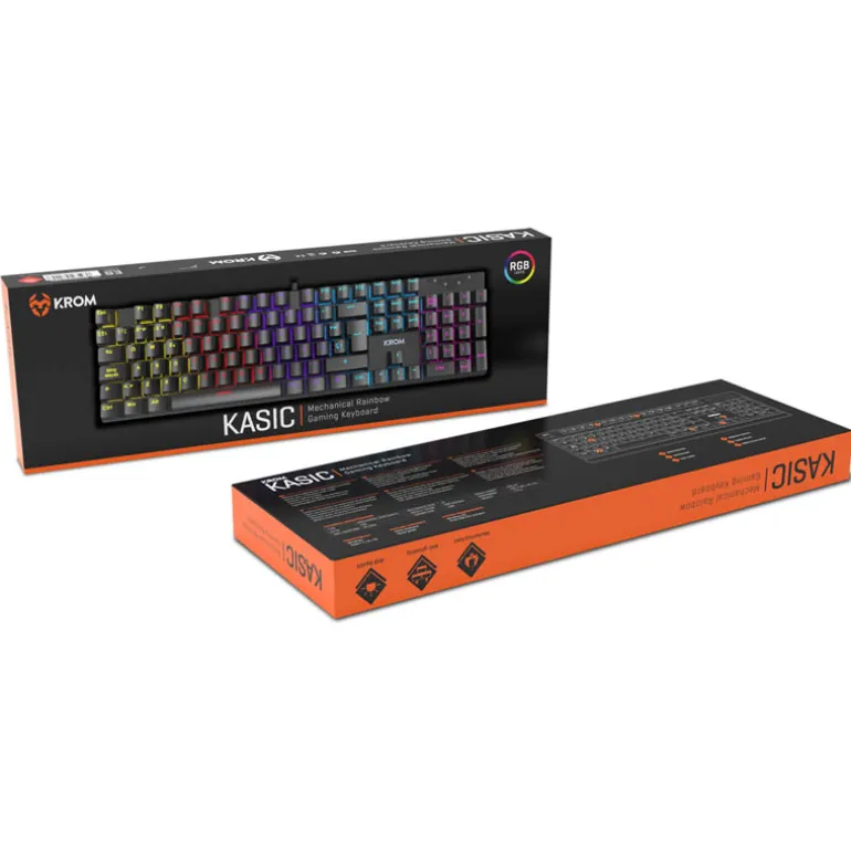 Teclado Krom Kasic Gaming Rainbow RGB Red Switch Negro