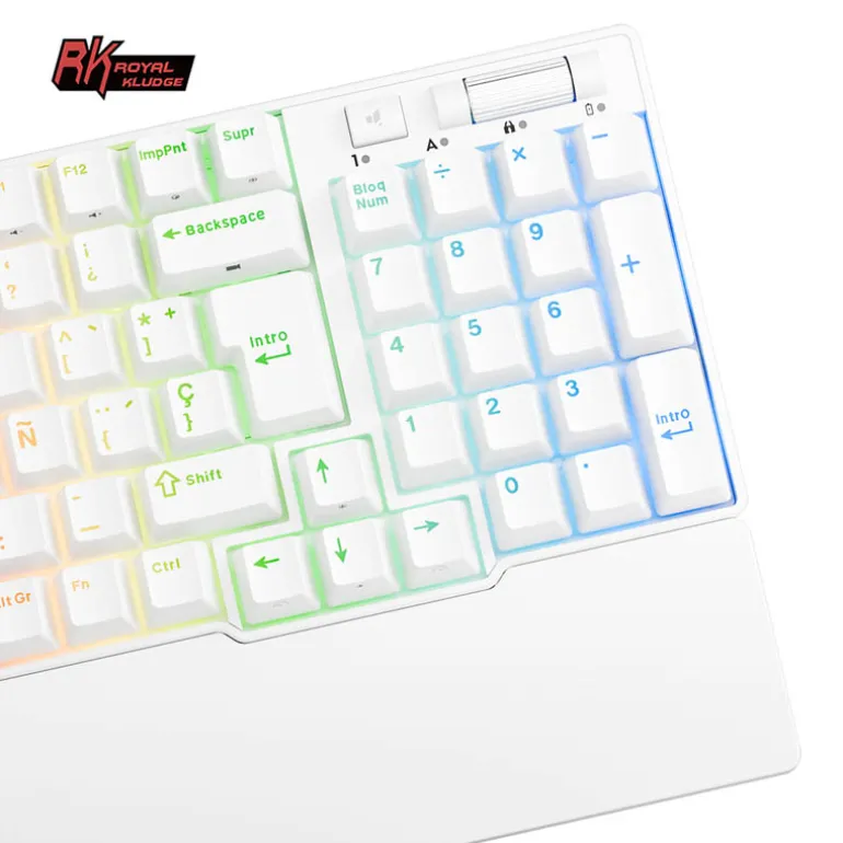 Teclado para Mac y Windows Royal Kludge RK96 ISO-ES Hot-Swappable Switch Brown Wireless Blanco