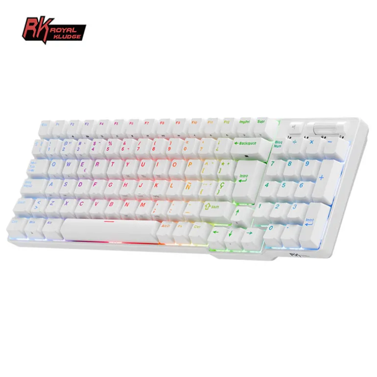 Teclado para Mac y Windows Royal Kludge RK96 ISO-ES Hot-Swappable Switch Brown Wireless Blanco