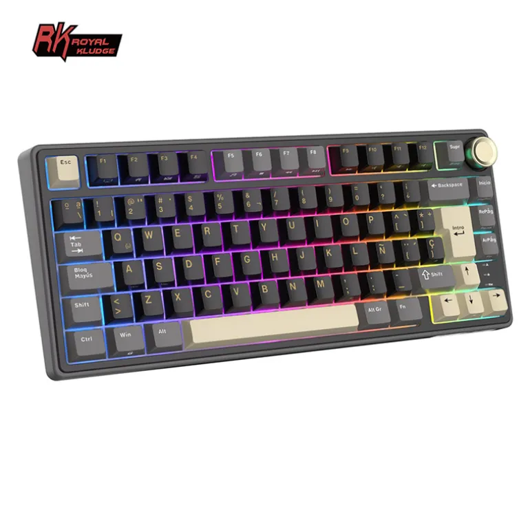 Teclado para Mac y Windows Royal Kludge R75 ISO-ES RGB Hot-Swappable Switch Silver Phantom