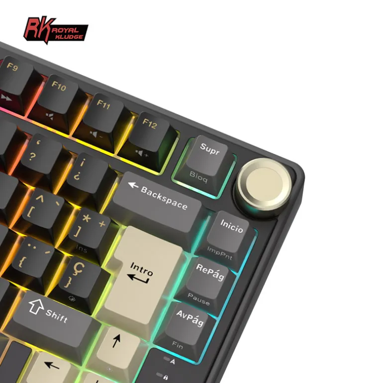 Teclado para Mac y Windows Royal Kludge R75 ISO-ES RGB Hot-Swappable Switch Silver Phantom