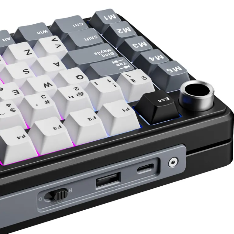 Teclado para Mac y Windows Royal Kludge RKL75 ISO-ES RGB Hot-Swappable Switch Cream Wireless Knight Black