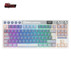 Teclado para Mac y Windows Royal Kludge RKM87 ISO-ES RGB Hot-Swappable Switch Cream Wireless Ocean Blue