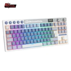 Teclado para Mac y Windows Royal Kludge RKM87 ISO-ES RGB Hot-Swappable Switch Beige Wireless Ocean Blue