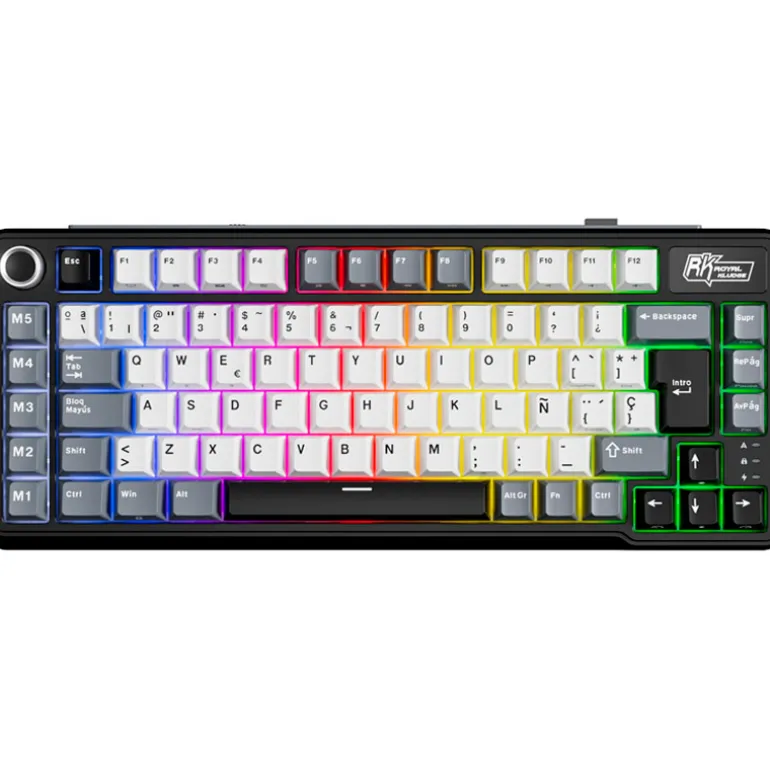Teclado para Mac y Windows Royal Kludge RKL75 ISO-ES RGB Hot-Swappable Switch Beige Wireless Knight Black