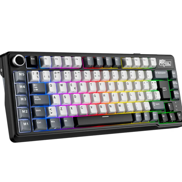Teclado para Mac y Windows Royal Kludge RKL75 ISO-ES RGB Hot-Swappable Switch Beige Wireless Knight Black