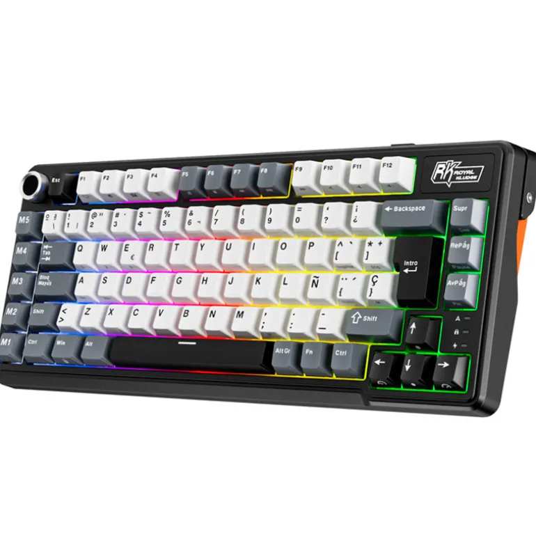 Teclado para Mac y Windows Royal Kludge RKL75 ISO-ES RGB Hot-Swappable Switch Beige Wireless Knight Black