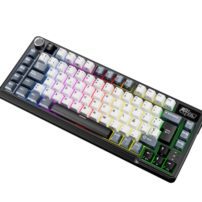 Teclado para Mac y Windows Royal Kludge RKL75 ISO-ES RGB Hot-Swappable Switch Beige Wireless Knight Black