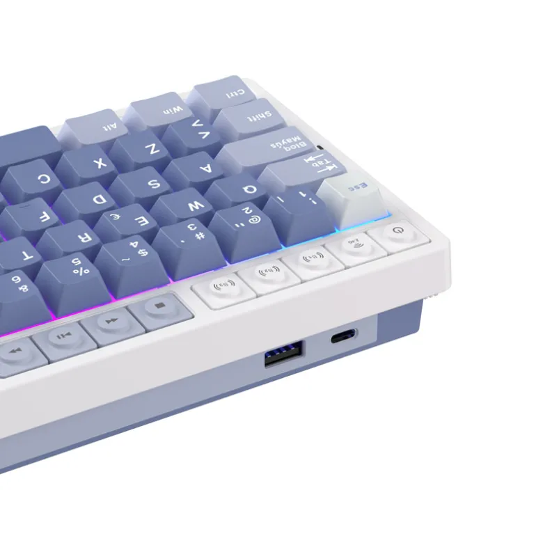 Teclado para Mac y Windows Royal Kludge RKM65 ISO-ES RGB Hot-Swappable Switch Cream Wireless Ocean Blue