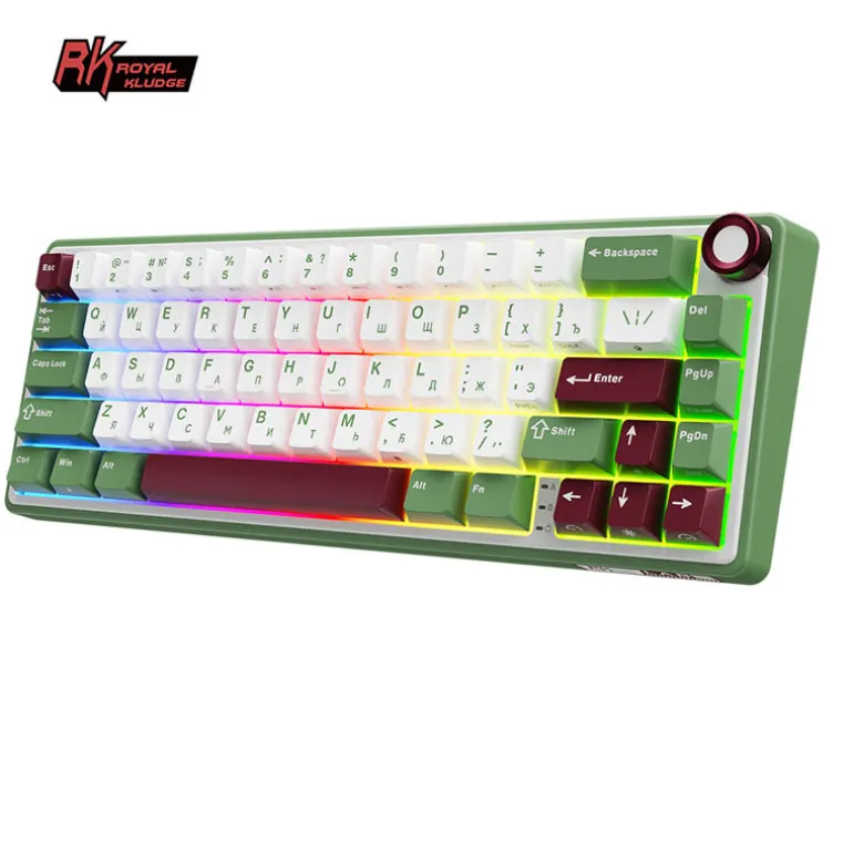 Teclado para Mac y Windows Royal Kludge RKR65 ISO-ES Hot-Swappable Switch Chartreuse Green Sand