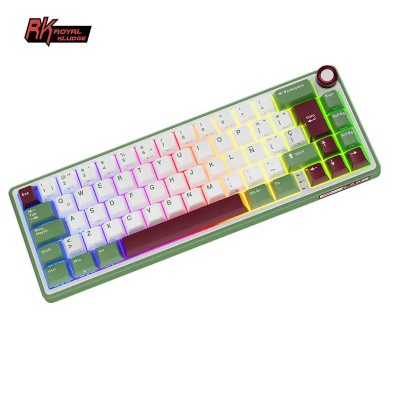 Teclado para Mac y Windows Royal Kludge RKR65 ISO-ES Hot-Swappable Switch Chartreuse Green Sand