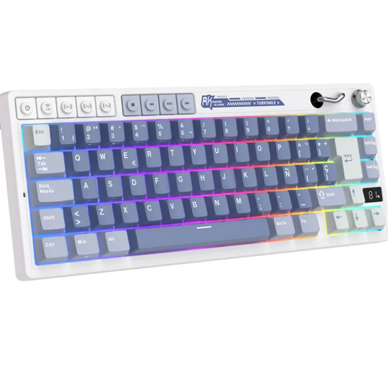 Teclado para Mac y Windows Royal Kludge RKM65 ISO-ES RGB Hot-Swappable Switch Beige Wireless Ocean Blue