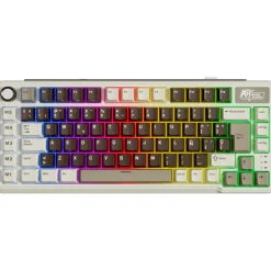 Teclado para Mac y Windows Royal Kludge RKL75 ISO-ES RGB Hot-Swappable Switch Beige Wireless Mokko Grey