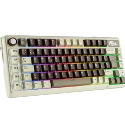 Teclado para Mac y Windows Royal Kludge RKL75 ISO-ES RGB Hot-Swappable Switch Beige Wireless Mokko Grey