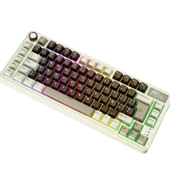 Teclado para Mac y Windows Royal Kludge RKL75 ISO-ES RGB Hot-Swappable Switch Beige Wireless Mokko Grey