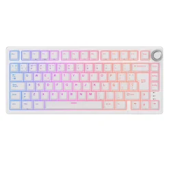 Teclado para Mac y Windows Royal Kludge RKR75 ISO-ES Hot-Swappable Switch Silver Speed White Edition
