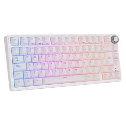 Teclado para Mac y Windows Royal Kludge RKR75 ISO-ES Hot-Swappable Switch Silver Speed White Edition