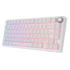 Teclado para Mac y Windows Royal Kludge RKR75 ISO-ES Hot-Swappable Switch Silver Speed White Edition