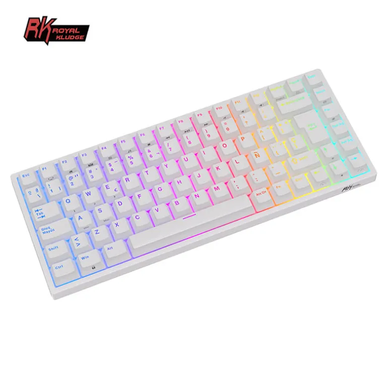 Teclado para Mac y Windows Royal Kludge RK84 ISO-ES Hot-Swappable Switch Brown Wireless Blanco