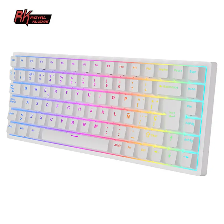 Teclado para Mac y Windows Royal Kludge RK84 ISO-ES Hot-Swappable Switch Brown Wireless Blanco